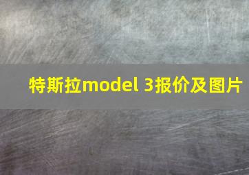 特斯拉model 3报价及图片